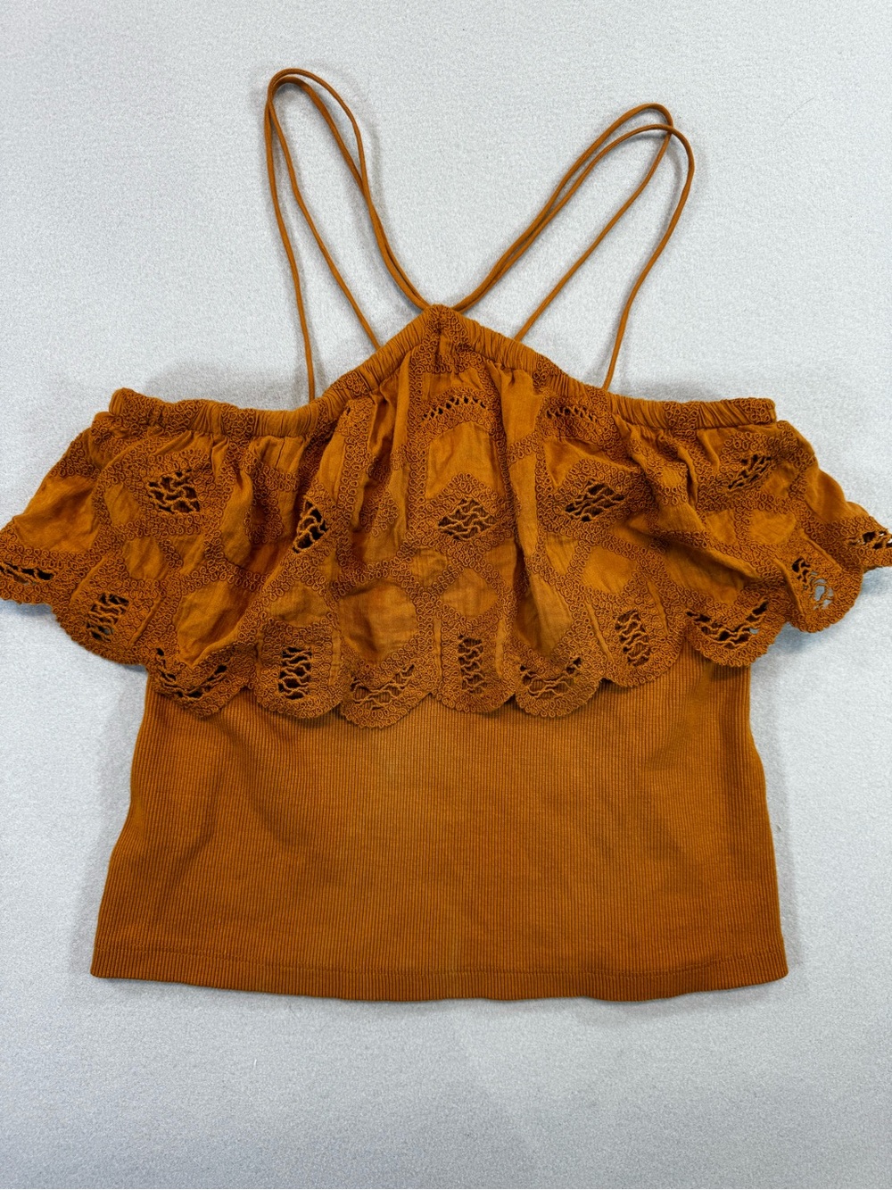 Anthropologie Lace-Trim Spaghetti Strap Camisole - Rust Orange